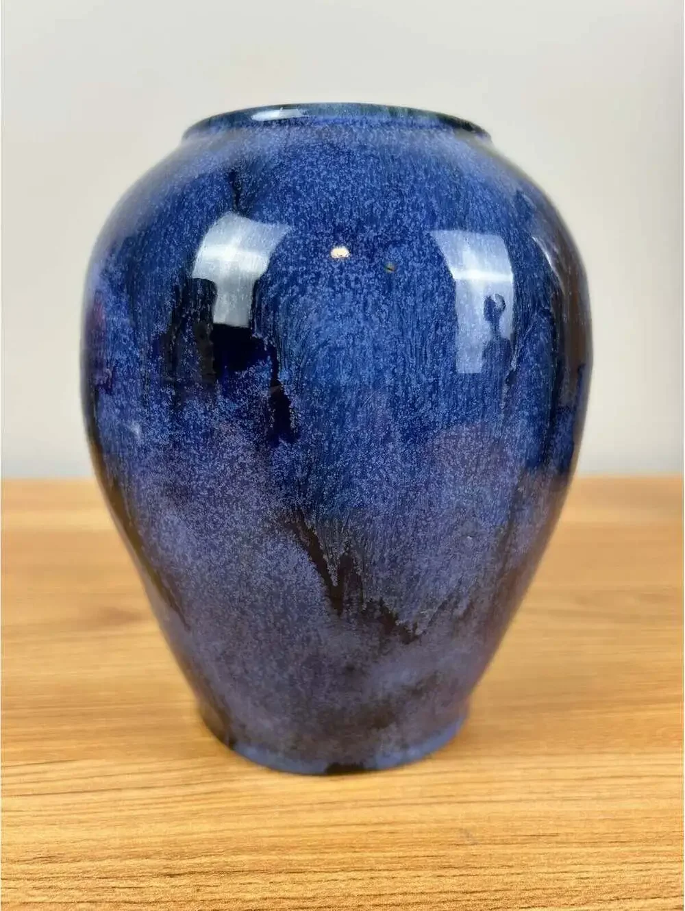 Brush-McCoy Art Pottery 1920s Blue Onyx Glazed Art Pottery Vase 6 1/4